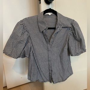 Eri + Ali Anthropologie gingham top XS flutter sleeve